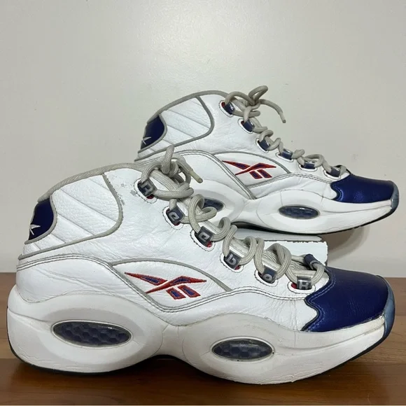 Reebok Question Mid White Pearlized Blue Toe - Allen Iverson - Size 11 GX0227 - Picture 1 of 15
